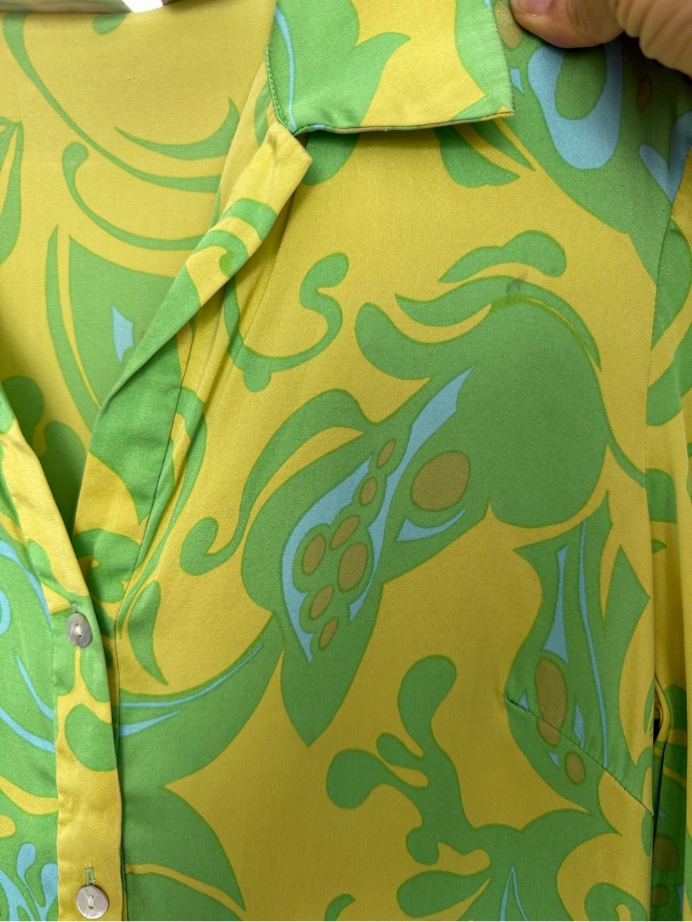 Hugo Buscati Vintage Y2K Lime Green and Teal Long Sleeve Tunic Dress Size 6 Silk - Picture 7 of 11